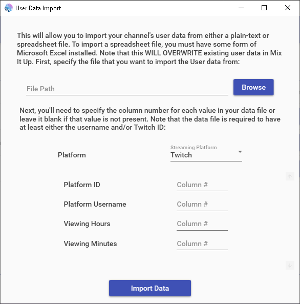 Users Importing Data